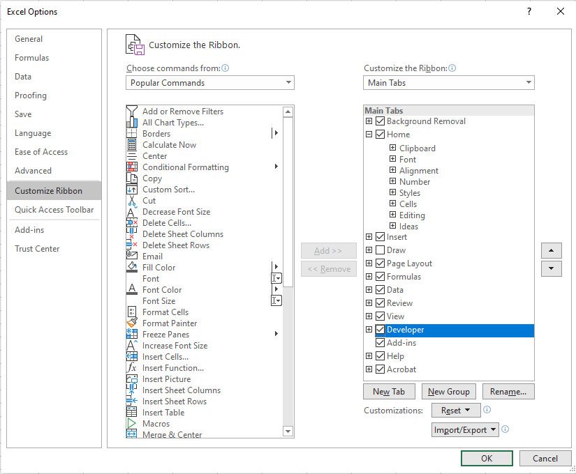 customize the ribbon developer