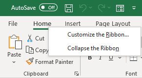 customize the ribbon