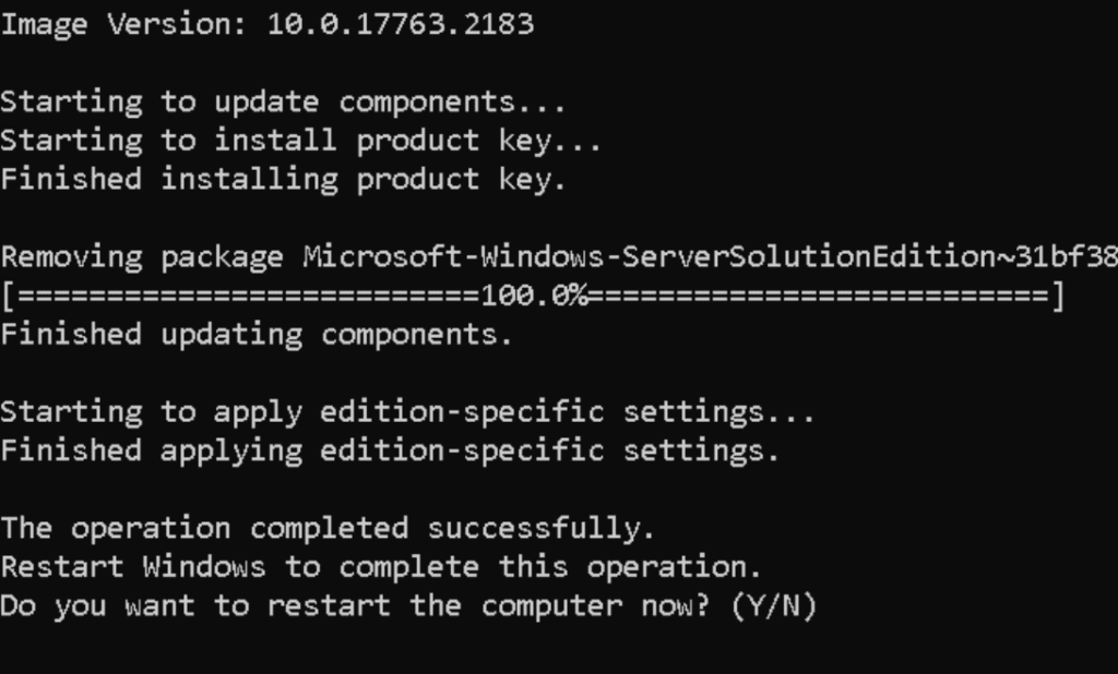 Prompt after windows server license change
