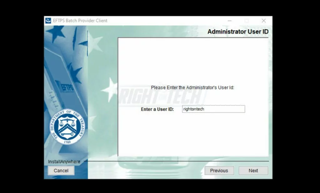 EFTPS Administrator's User ID
