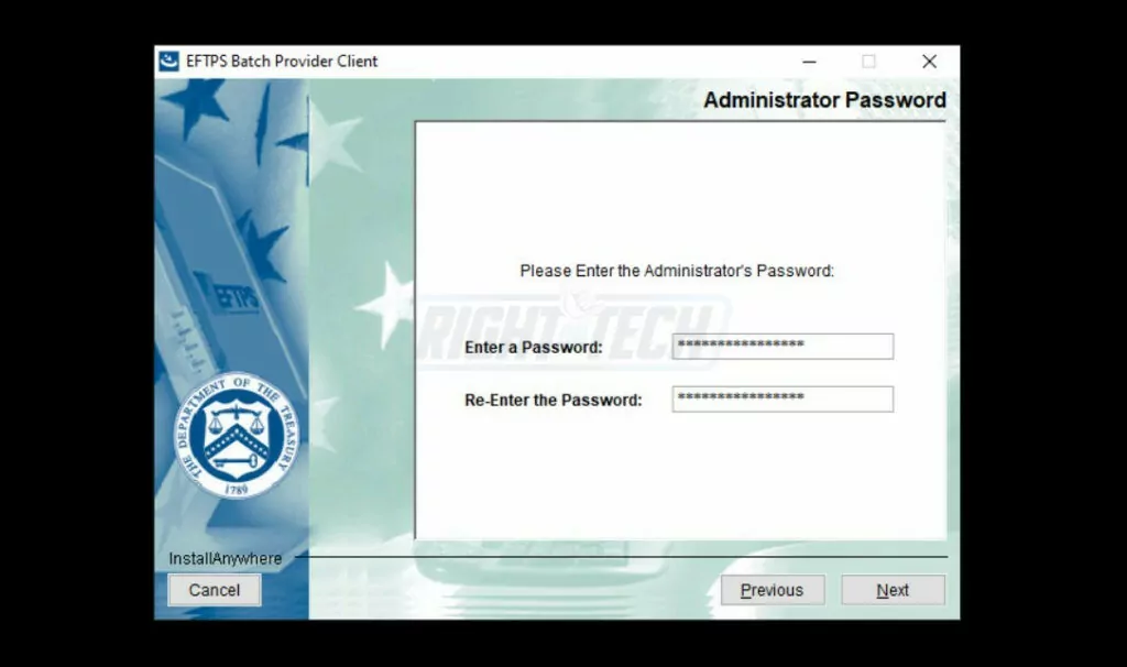 EFTPS password selection